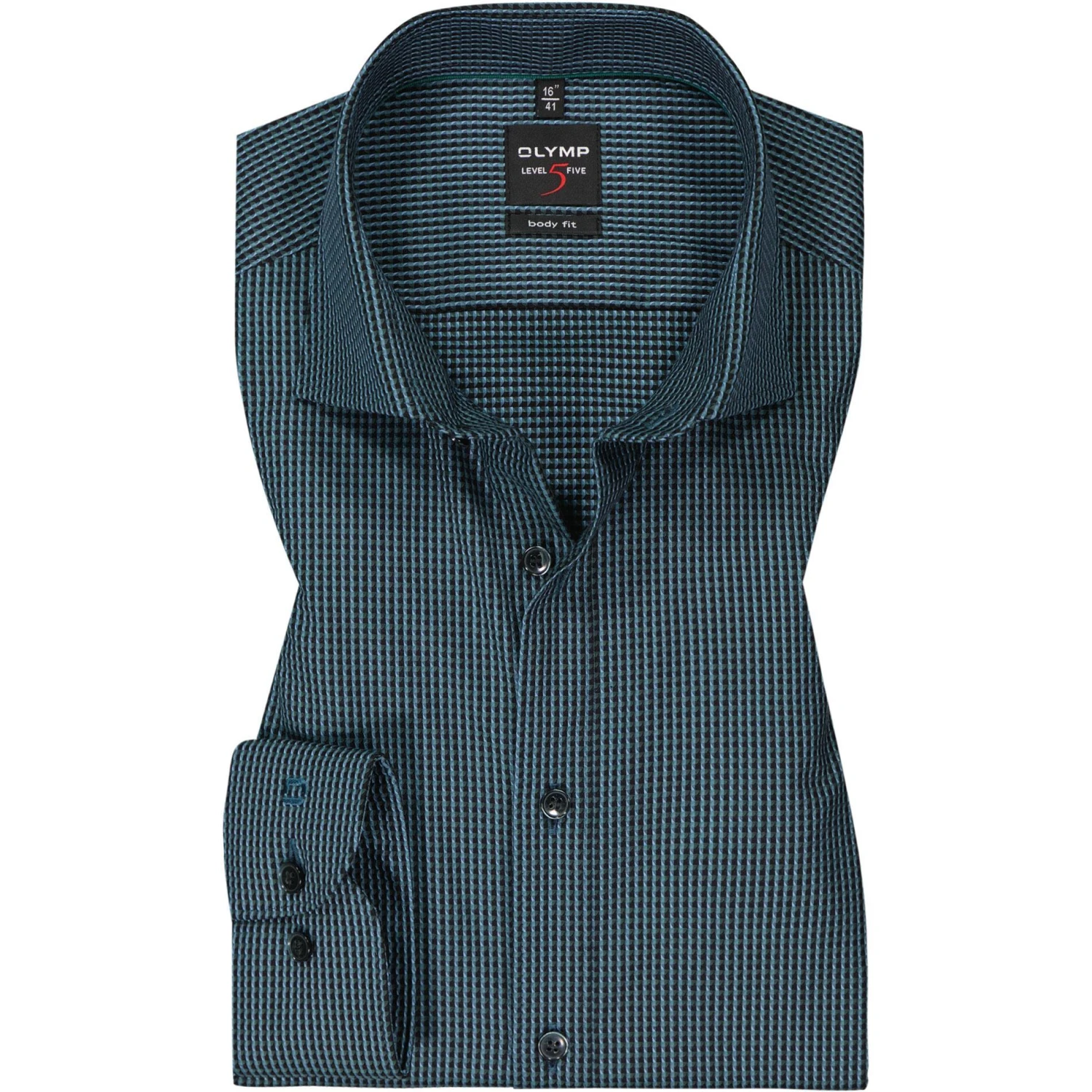 OLYMP Level Five Body Fit 2084/84/45 Hemd, Baumwolle, Grün-blau gemustert, Grün 1 OLYMP Level Five Body Fit 2084/84/45 Hemd, Baumwolle, Grün-blau gemustert, Grün