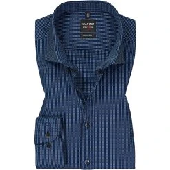 OLYMP Level Five Body Fit 2084/84/18 Hemd, Baumwolle, Marineblau gemustert, Marine