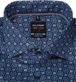 OLYMP Level Five Body Fit 2122/84/18 Hemd, Baumwolle, Marineblau gemustert, Marine -hemdenverkauf 373845 norm2