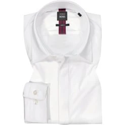 BOSS Hemd Rick 50465323/100 Slim Fit, Mikrofaser-Stretch, Weiß