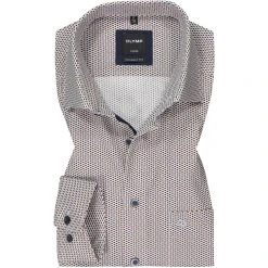 OLYMP Luxor Modern Fit 69EL 1270/89/28 Hemd, Baumwolle, Extra langer Arm, Braun-blau gemustert, Braun