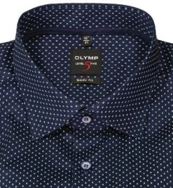 OLYMP Level Five Body Fit 2104/84/18 Hemd, Baumwolle, Marineblau gemustert, Marine -hemdenverkauf 373851 norm2