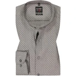 OLYMP Level Five Body Fit 2148/84/68 Hemd, Baumwolle, Schwarz-grau gemustert, Schwarz