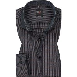 OLYMP Level Five Body Fit 2084/84/28 Hemd, Baumwolle, Braun-blau gemustert, Braun