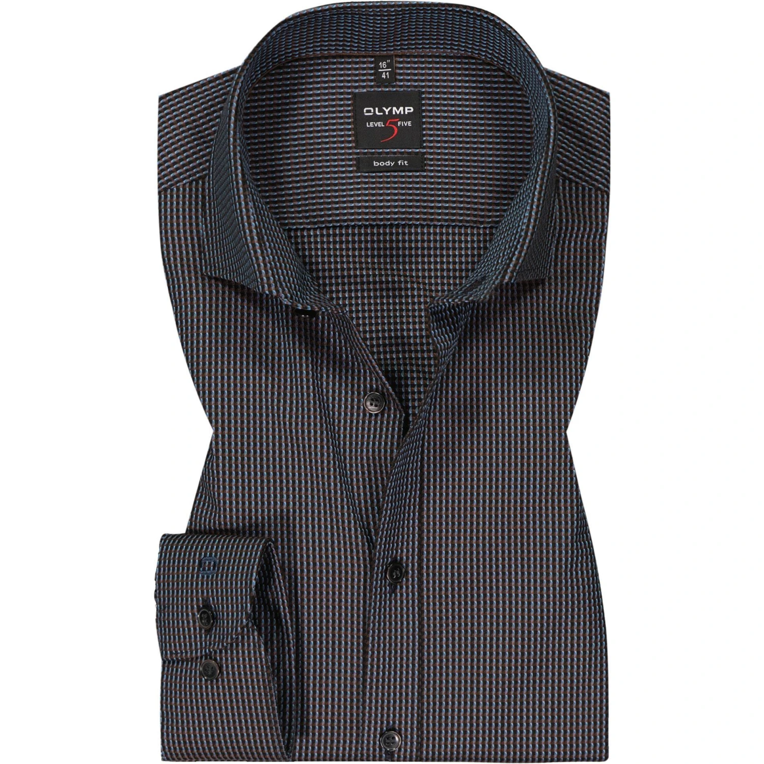 OLYMP Level Five Body Fit 2084/84/28 Hemd, Baumwolle, Braun-blau gemustert, Braun 1 OLYMP Level Five Body Fit 2084/84/28 Hemd, Baumwolle, Braun-blau gemustert, Braun