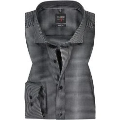 OLYMP Level Five Body Fit 2084/84/62 Hemd, Baumwolle, Grau-schwarz gemustert, Grau