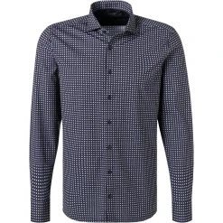 OLYMP Level Five Body Fit 2018/84/28 Hemd, Jersey geruchshemmend, Marine-braun gemustert, Braun