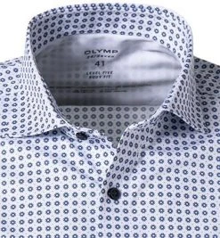 OLYMP Level Five Body Fit 2018/84/11 Hemd, Jersey geruchshemmend, Weiß-bleu gemustert, Bleu -hemdenverkauf 373874 norm2