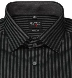 OLYMP Level Five Body Fit 2138/84/68 Hemd, Baumwolle, Schwarz-grau gestreift, Schwarz -hemdenverkauf 373877 norm2