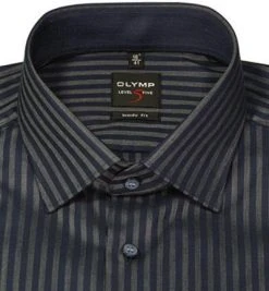 OLYMP Level Five Body Fit 2138/84/18 Hemd, Baumwolle, Marineblau-grau gestreift, Marine -hemdenverkauf 373878 norm2