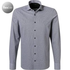 OLYMP No. Six Super Slim 2520/84/68 Hemd, Super Slim Fit, Jersey geruchshemmend, Schwarz-weiß, Schwarz