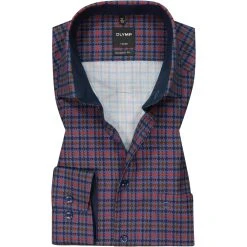 OLYMP Luxor Modern Fit 1290/84/33 Hemd, Baumwolle, Ziegelrot-blau gemustert, Ziegelrot