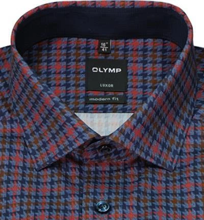 OLYMP Luxor Modern Fit 1290/84/33 Hemd, Baumwolle, Ziegelrot-blau gemustert, Ziegelrot 3 OLYMP Luxor Modern Fit 1290/84/33 Hemd, Baumwolle, Ziegelrot-blau gemustert, Ziegelrot – Bild 3