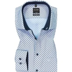 OLYMP Luxor Modern Fit 1221/64/11 Hemd, Baumwolle, Bleu gemustert, Bleu