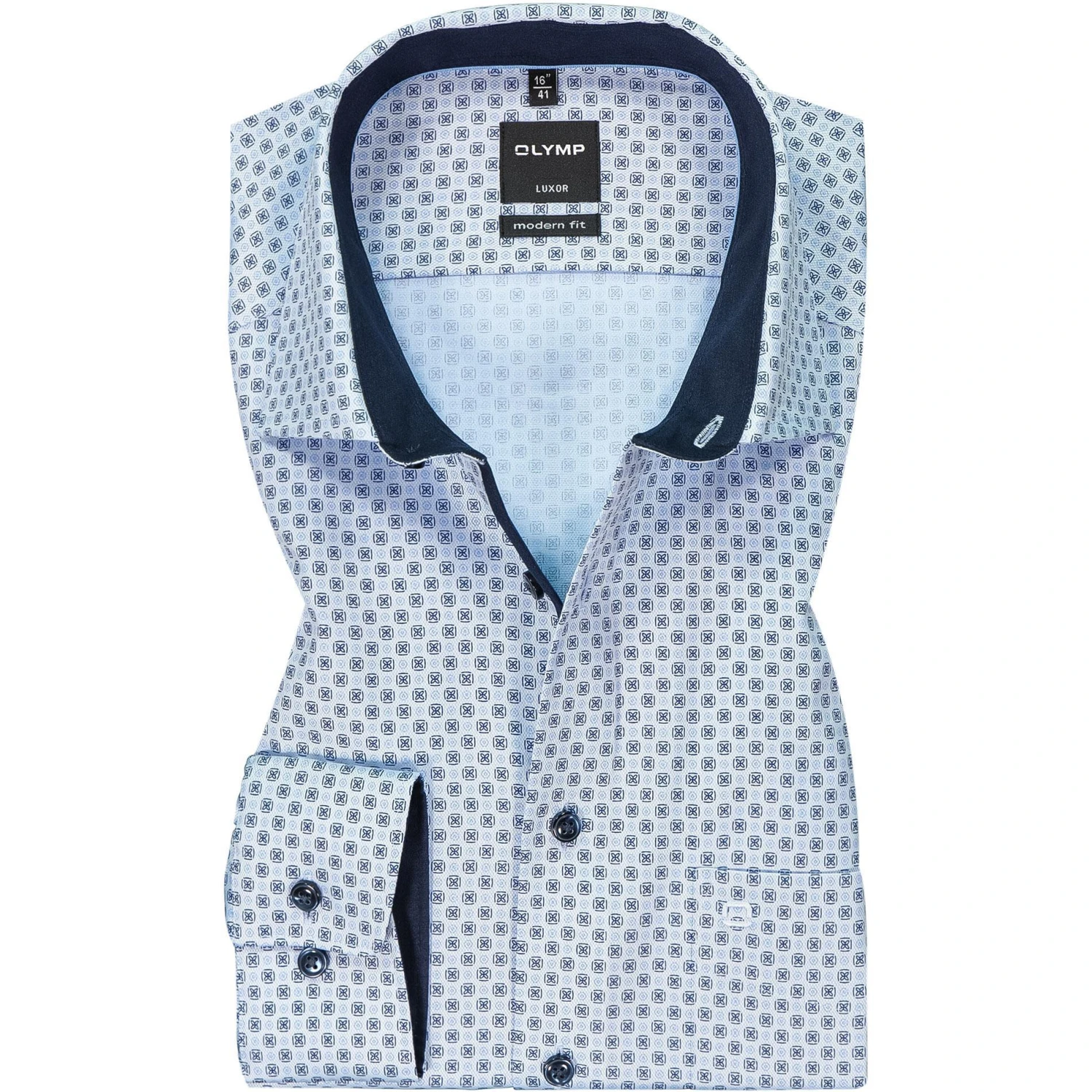 OLYMP Luxor Modern Fit 1221/64/11 Hemd, Baumwolle, Bleu gemustert, Bleu 1 OLYMP Luxor Modern Fit 1221/64/11 Hemd, Baumwolle, Bleu gemustert, Bleu