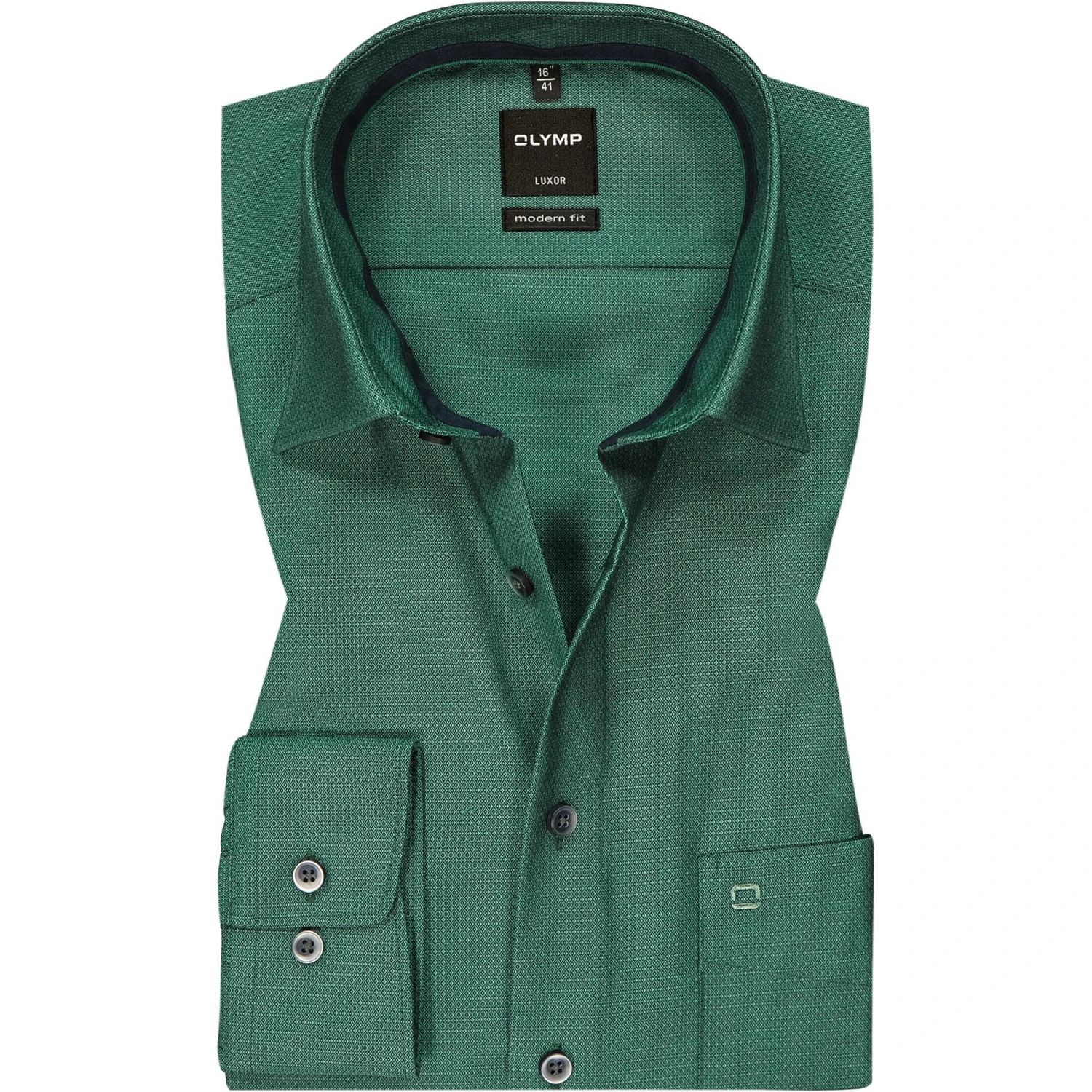OLYMP Luxor Modern Fit 1268/84/45 Hemd, Baumwolle, Grün meliert, Grün 1 OLYMP Luxor Modern Fit 1268/84/45 Hemd, Baumwolle, Grün meliert, Grün