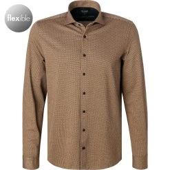 OLYMP Level Five Body Fit 2016/84/53 Hemd, Jersey geruchshemmend, Maisgelb gemustert, Mais