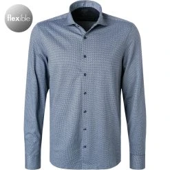 OLYMP Level Five Body Fit 2016/84/11 Hemd, Jersey geruchshemmend, Blau gemustert, Bleu