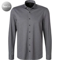 OLYMP Level Five Body Fit 2016/84/63 Hemd, Jersey geruchshemmend, Silbergrau gemustert , Silbergrau