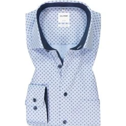 OLYMP Luxor Comfort Fit 1021/64/11 Hemd, Baumwolle, Bleu gemustert, Bleu