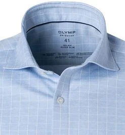 OLYMP No. Six Super Slim 2518/84/11 Hemd, Super Slim Fit, Jersey, Hellblau kariert, Bleu -hemdenverkauf 373991 norm2