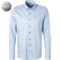 OLYMP Level Five Body Fit 2068/84/11 Hemd, Jersey, Hellblau kariert, Bleu