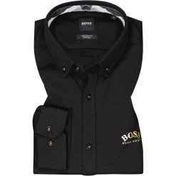 BOSS Hemd Biado 50452429/002 Regular Fit, Baumwolle, Schwarz