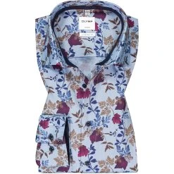 OLYMP Luxor Comfort Fit 1025/64/86 Hemd, Baumwolle, Blau-rot gemustert, Granat