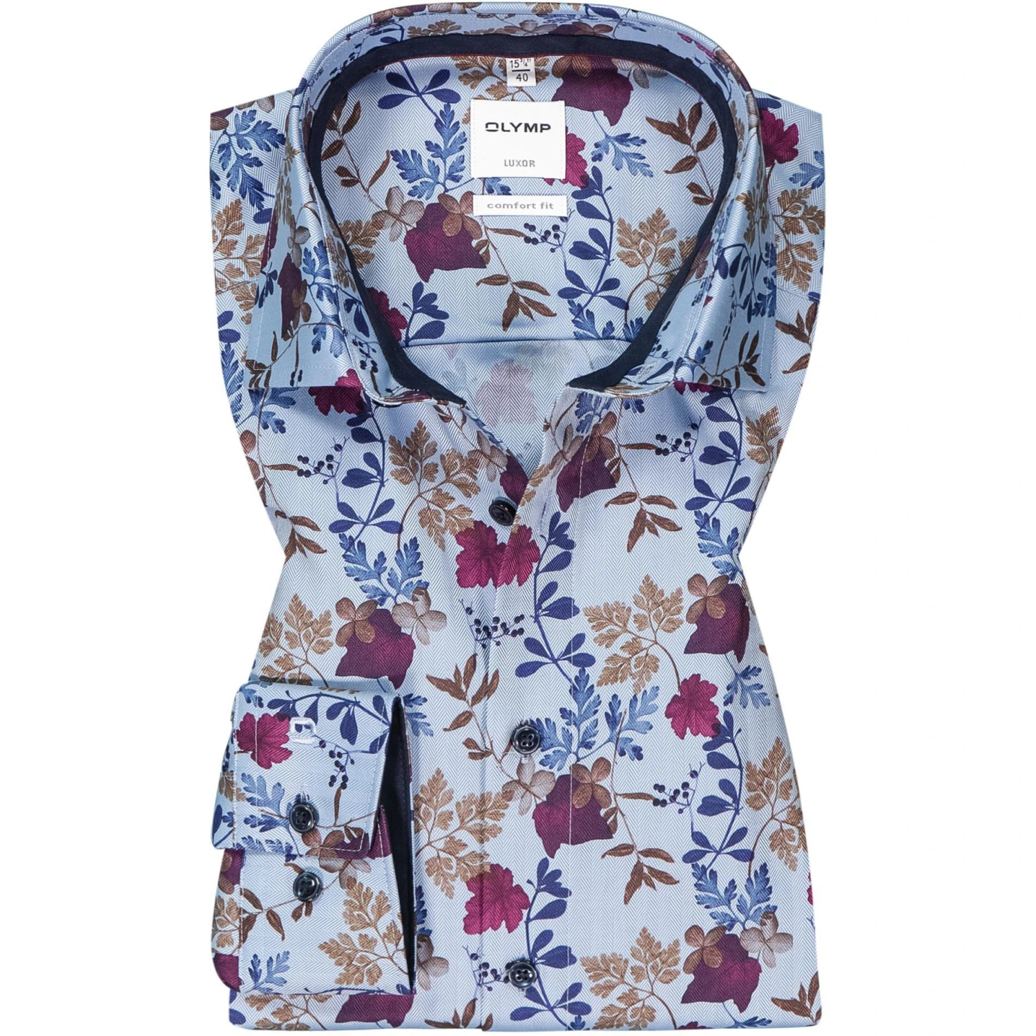 OLYMP Luxor Comfort Fit 1025/64/86 Hemd, Baumwolle, Blau-rot gemustert, Granat 1 OLYMP Luxor Comfort Fit 1025/64/86 Hemd, Baumwolle, Blau-rot gemustert, Granat