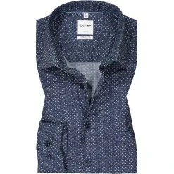 OLYMP Luxor Comfort Fit 1088/84/18 Hemd, Baumwolle, Marine-weiß gepunktet, Marine