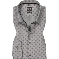 OLYMP Level Five Body Fit 2134/84/68 Hemd, Baumwolle, Grau gemustert, Schwarz