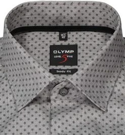 OLYMP Level Five Body Fit 2134/84/68 Hemd, Baumwolle, Grau gemustert, Schwarz -hemdenverkauf 374032 norm2