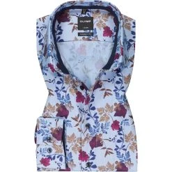 OLYMP Luxor Modern Fit 1225/64/86 Hemd, Baumwolle, Blau-rot gemustert, Granat