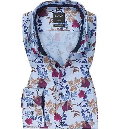 OLYMP Luxor Modern Fit 1225/64/86 Hemd, Baumwolle, Blau-rot gemustert, Granat 2 OLYMP Luxor Modern Fit 1225/64/86 Hemd, Baumwolle, Blau-rot gemustert, Granat – Bild 2