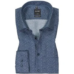 OLYMP Luxor Modern Fit 1288/84/18 Hemd, Baumwolle, Marine-weiß gepunktet, Marine