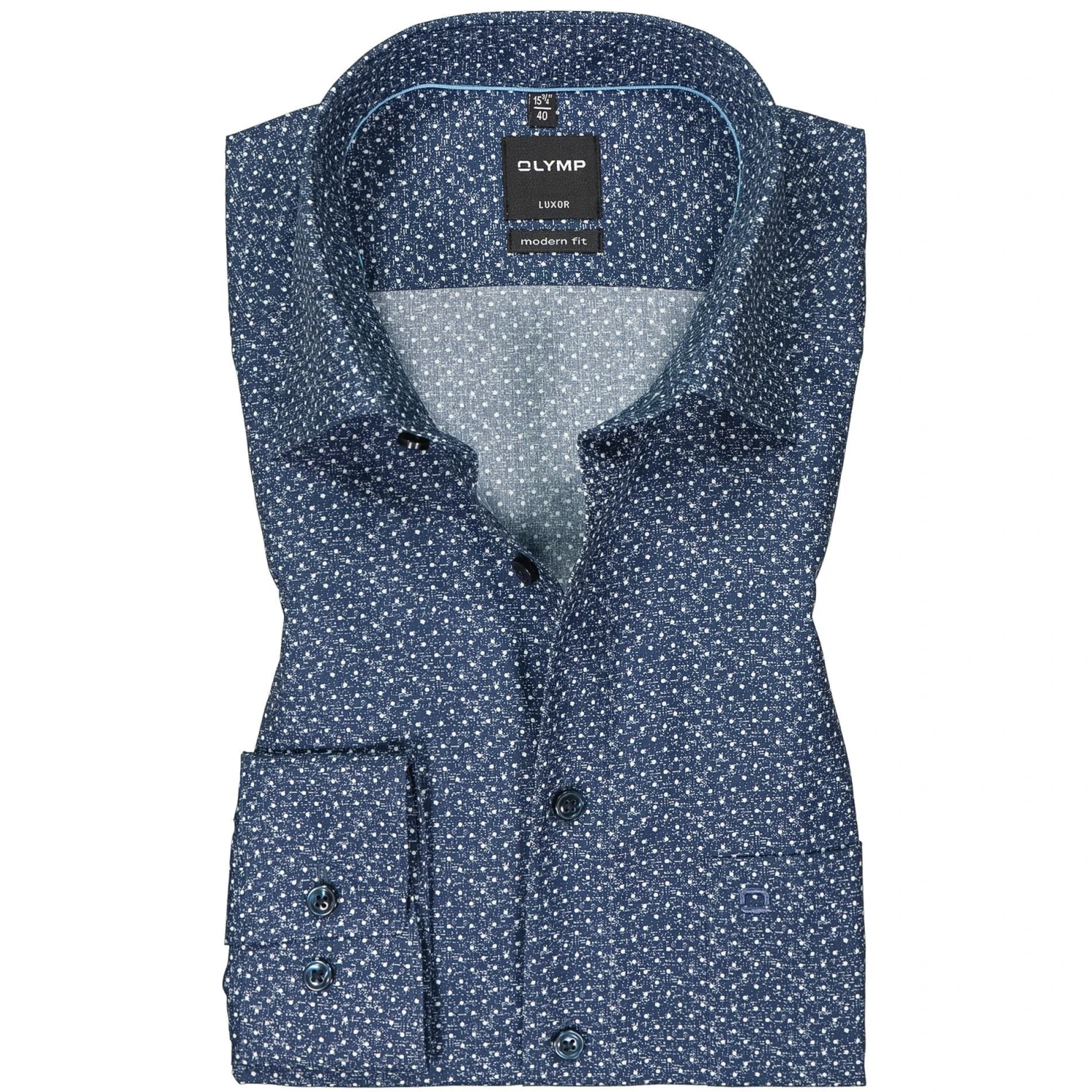OLYMP Luxor Modern Fit 1288/84/18 Hemd, Baumwolle, Marine-weiß gepunktet, Marine 1 OLYMP Luxor Modern Fit 1288/84/18 Hemd, Baumwolle, Marine-weiß gepunktet, Marine