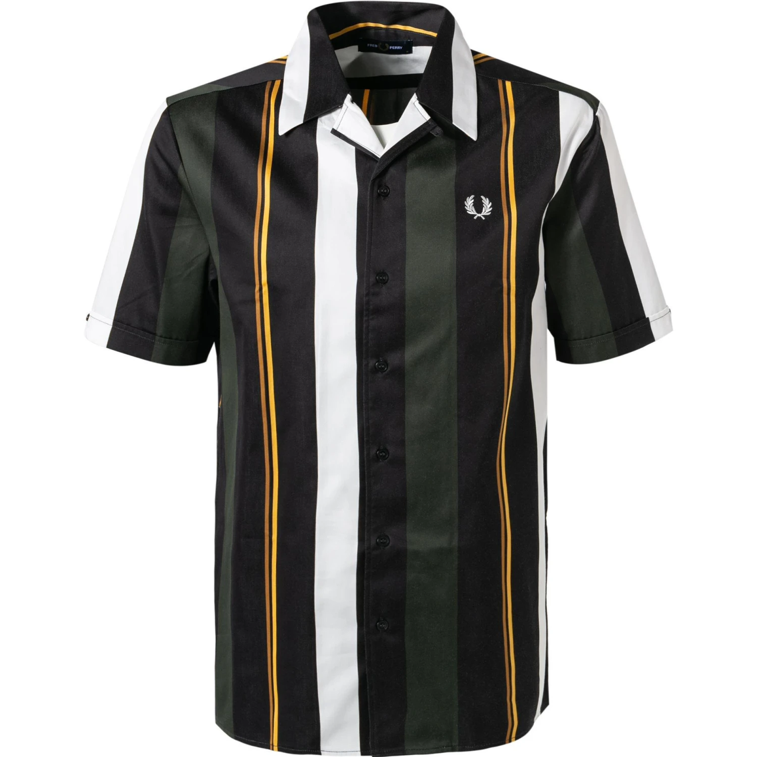 Fred Perry Hemd M2707/408 Kurzarmhemd, Baumwolle, Jägergrün-schwarz gestreift, Jägergrün 1 Fred Perry Hemd M2707/408 Kurzarmhemd, Baumwolle, Jägergrün-schwarz gestreift, Jägergrün