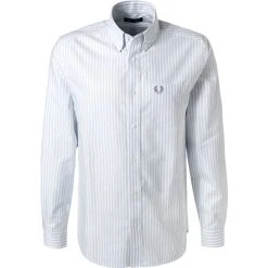 Fred Perry Hemd M1661/146 Oxford, Hellblau-weiß gestreift, Hellblau-weiß