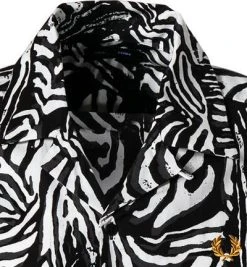 Fred Perry Hemd M2684/102 Kurzarmhemd, Lyocell, Schwarz-wollweiß gemustert, Schwarz -hemdenverkauf 374176 norm2