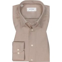 ETON Hemd 1000/03087/35 Slim Fit, Twill, Hellbraun
