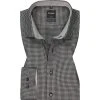 OLYMP Luxor Moder Fit 1318/84/68 Hemd, Modern Fit, Bügelfreie Baumwolle, Schwarz-grau kariert, Schwarz