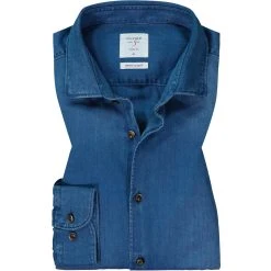 OLYMP Casual Level Five Body Fit 3564/84/96 Jeanshemd, Baumwolle, Indigo