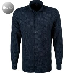 OLYMP Luxor Modern Fit 69EL 1224/89/18 Hemd, Jersey geruchshemmend, Extra langer Arm, Marineblau gemustert, Marine