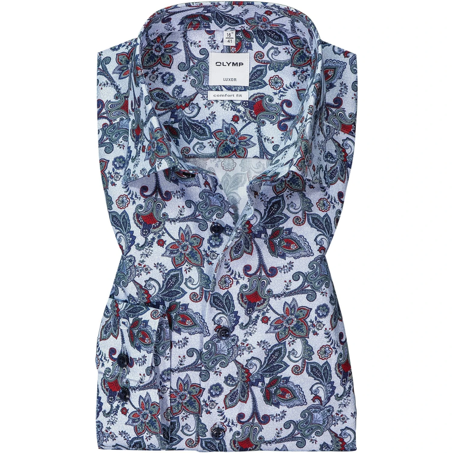 OLYMP Luxor Comfort Fit 1086/84/45 Hemd, Baumwolle, Blau-grün gemustert, Grün 1 OLYMP Luxor Comfort Fit 1086/84/45 Hemd, Baumwolle, Blau-grün gemustert, Grün