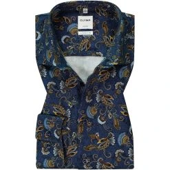 OLYMP Luxor Comfort Fit 1019/64/18 Hemd, Baumwolle, Blau gemustert, Marine