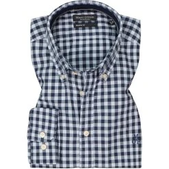 Marc O'Polo Hemd 127 7028 42146/A89 Shaped Fit, Baumwolle, Blau kariert, Graublau