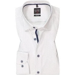 OLYMP Level Five Body Fit 69EL 2104/89/00 Hemd, Baumwolle, Extra langer Arm, Weiß-blau gemustert, Weiß