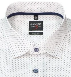 OLYMP Level Five Body Fit 69EL 2104/89/00 Hemd, Baumwolle, Extra langer Arm, Weiß-blau gemustert, Weiß -hemdenverkauf 374507 norm2
