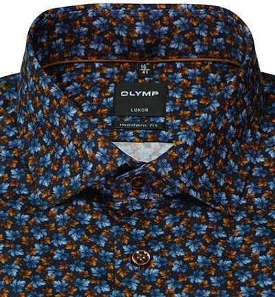 OLYMP Luxor Modern Fit 1227/64/24 Hemd, Baumwolle, Blau-braun gemustert, Caramel 3 OLYMP Luxor Modern Fit 1227/64/24 Hemd, Baumwolle, Blau-braun gemustert, Caramel – Bild 3