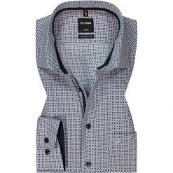 OLYMP Luxor Modern Fit 1229/64/24 Hemd, Baumwolle, Blau-weiß gemustert, Caramel